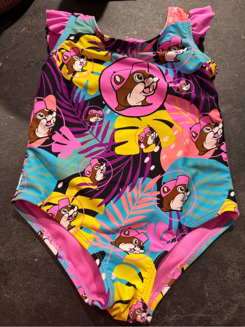 Toddler Girls' Buc-ee’s Pink Tropical Print One-Piece Swimsuit 3T